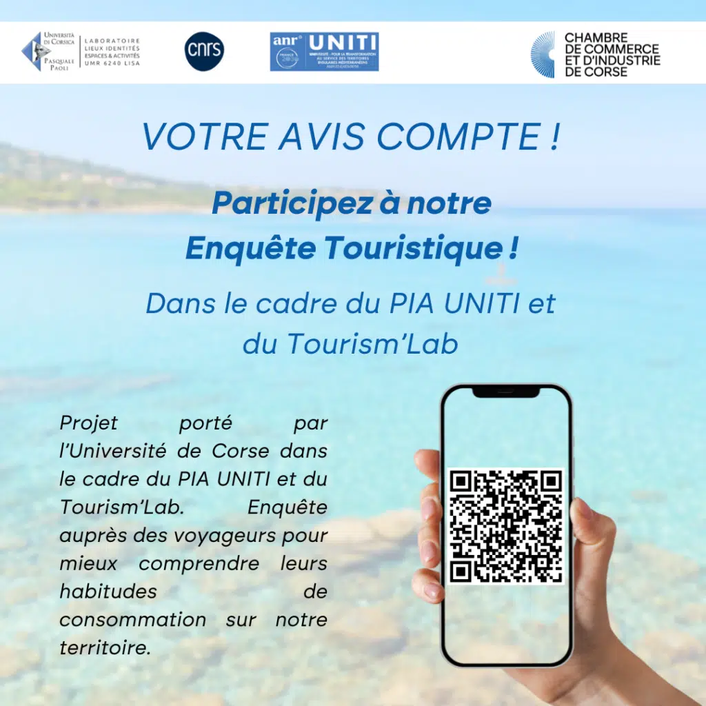 Visuel invitant à participer à une enquête sur le tourisme